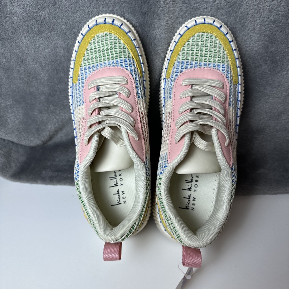 Nicole Miller New York Mixed Media Brita Platform Patch Sneaker Shoes NEW 7 - Picture 15 of 16